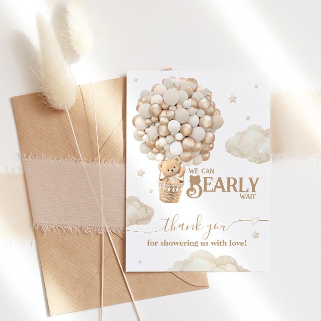 Tarjeta De Agradecimiento El globo de Oso Teddy Bear Bearly Wait Baby Shower (Subido por el creador)