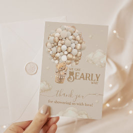 Tarjeta De Agradecimiento El globo de Oso Teddy Bear Bearly Wait Baby Shower