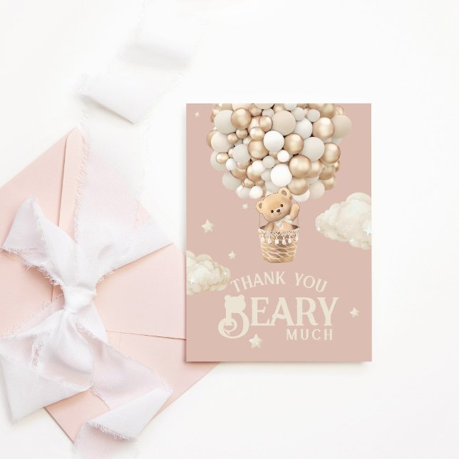 Tarjeta De Agradecimiento El globo de Oso Teddy Bear Bearly Wait Baby Shower (Subido por el creador)