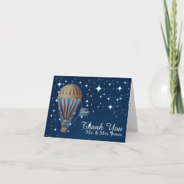 Tarjeta De Agradecimiento El globo del aire caliente del vintage en la boda