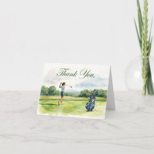 Tarjeta De Agradecimiento El golfista juega golf en el campo