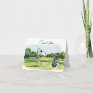 Tarjeta De Agradecimiento El golfista juega golf en el campo 