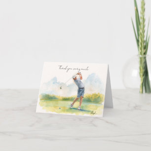 Tarjeta De Agradecimiento El golfista juega golf en el campo 