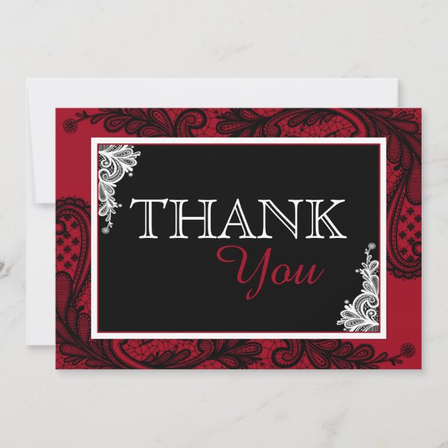 Tarjeta De Agradecimiento El gótico moderno rojo del cordón negro le (Anverso)