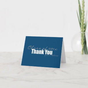 Tarjeta De Agradecimiento El graduado le agradece con nombre: Azul