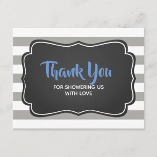 Tarjeta De Agradecimiento El gris azul de Baby Shower de los muchachos le