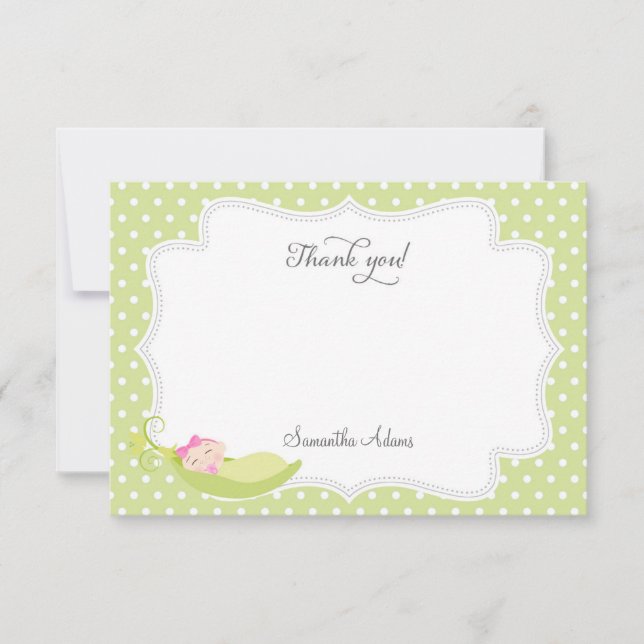 Tarjeta De Agradecimiento El guisante en una vaina le agradece cardar (Anverso)