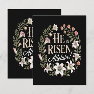 Tarjeta De Agradecimiento Él ha resucitado Aleluya Floral Pascua cristiana
