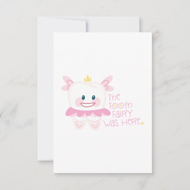Tarjeta De Agradecimiento El Hada De Los Dientes Estaba Aquí (Anverso)