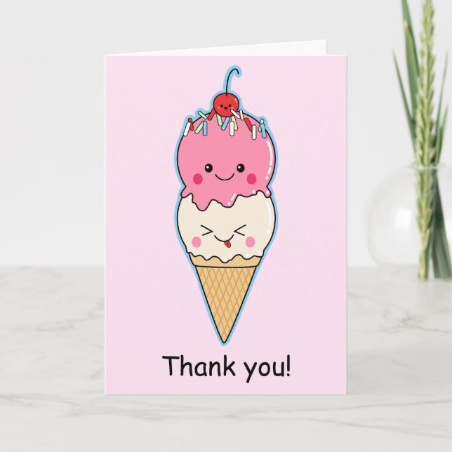 Tarjeta De Agradecimiento El helado lindo le agradece (Anverso)