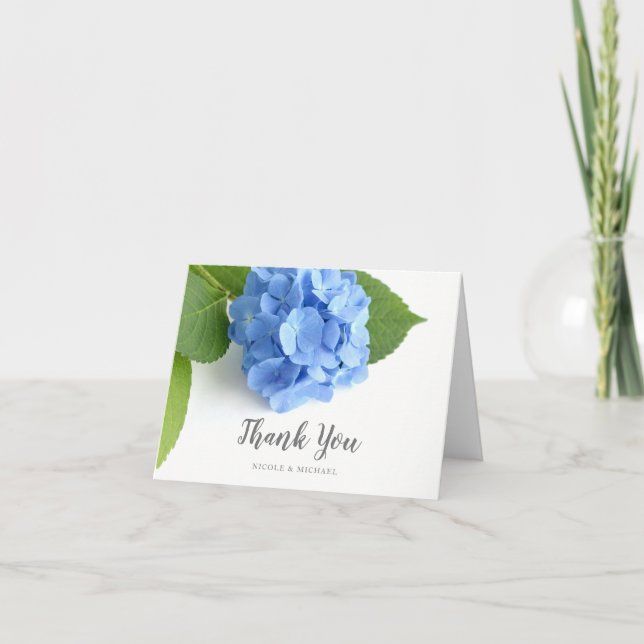 Tarjeta De Agradecimiento El Hydrangea azul floral le agradece (Anverso)