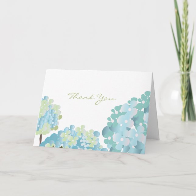 Tarjeta De Agradecimiento El Hydrangea azul le agradece cardar (Anverso)