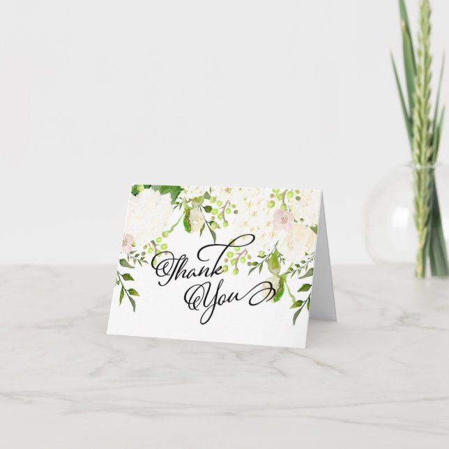 Tarjeta De Agradecimiento El hydrangea poner crema y blanco floral le (Anverso)