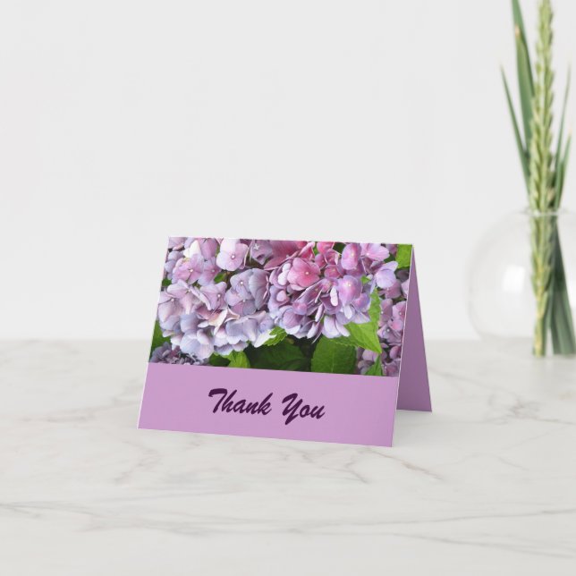 Tarjeta De Agradecimiento El Hydrangea púrpura le agradece cardar (Anverso)