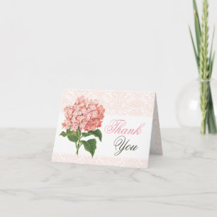 Tarjeta De Agradecimiento El Hydrangea rosado del vintage le agradece cardar