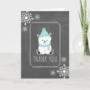 Tarjeta De Agradecimiento El invierno Baby Shower del oso polar le agradece