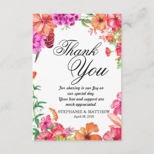 Tarjeta De Agradecimiento El jardín anaranjado rosado de la acuarela le