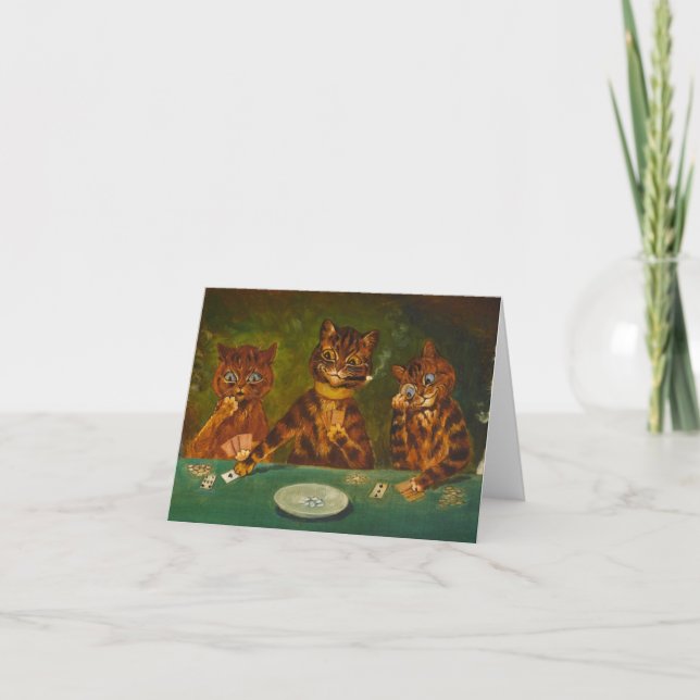 Tarjeta De Agradecimiento El juego de cartas de Louis Wain (Anverso)