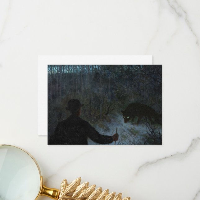 Tarjeta De Agradecimiento El ladrón ash y el lobo de Theodor Kittelsen (Anverso/Reverso In Situ)