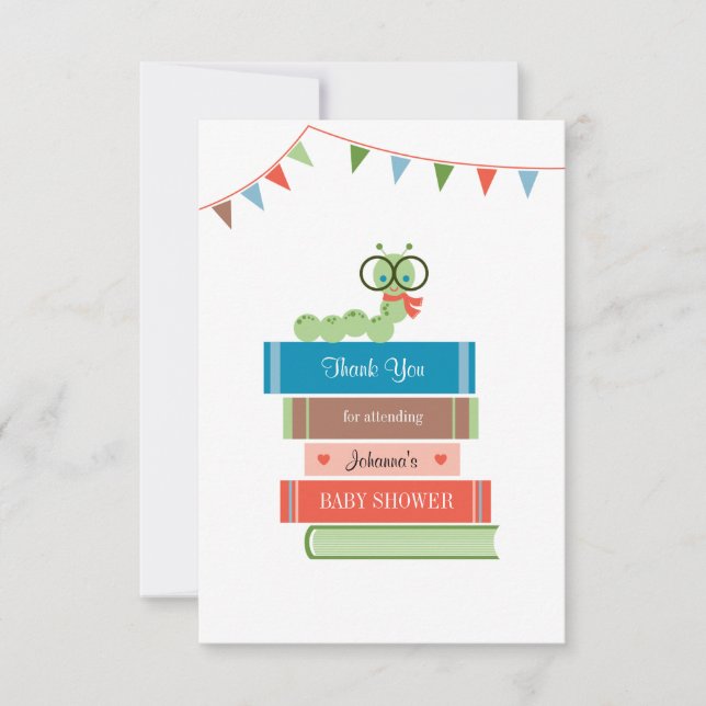 Tarjeta De Agradecimiento El libro para Baby Shower le agradece cardar (Anverso)