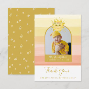 Tarjeta De Agradecimiento El lindo boho rosa arcoiris de Baby Shower Sunshin