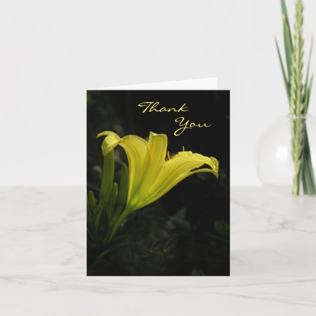 Tarjeta De Agradecimiento El lirio de día amarillo le agradece cardar (Anverso)