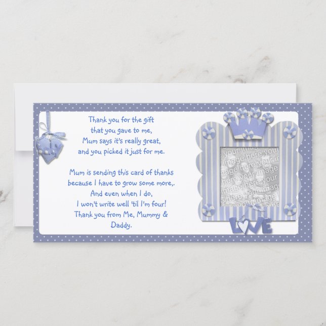 Tarjeta De Agradecimiento El marco azul del candystripe le agradece cardar (Anverso)