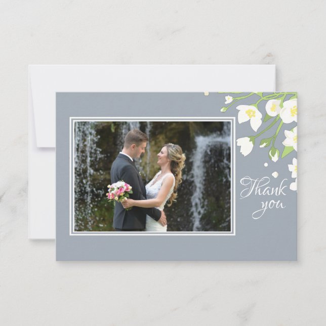 Tarjeta De Agradecimiento El marco de la foto del jazmín le agradece (Anverso)