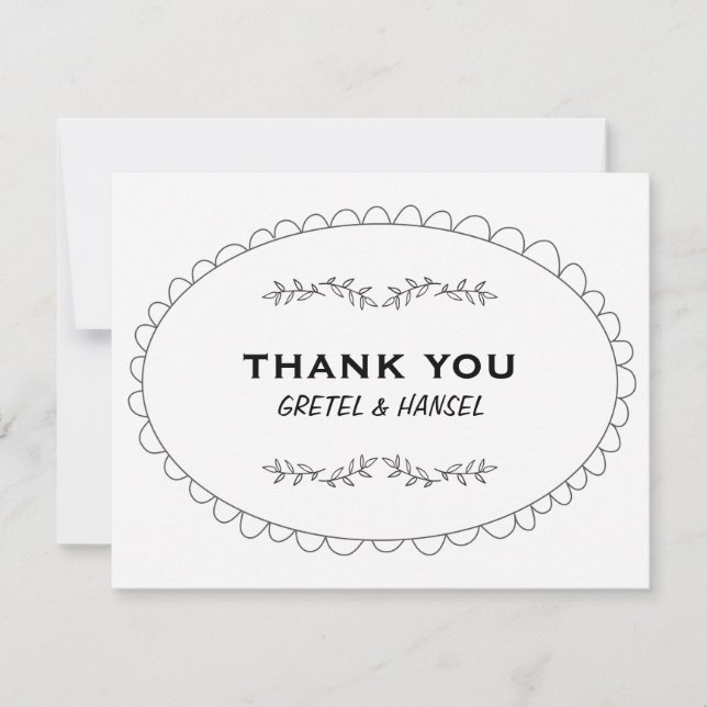 Tarjeta De Agradecimiento el marco del doodle le agradece (Anverso)