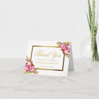 Tarjeta De Agradecimiento El marco elegante elegante floral del oro le
