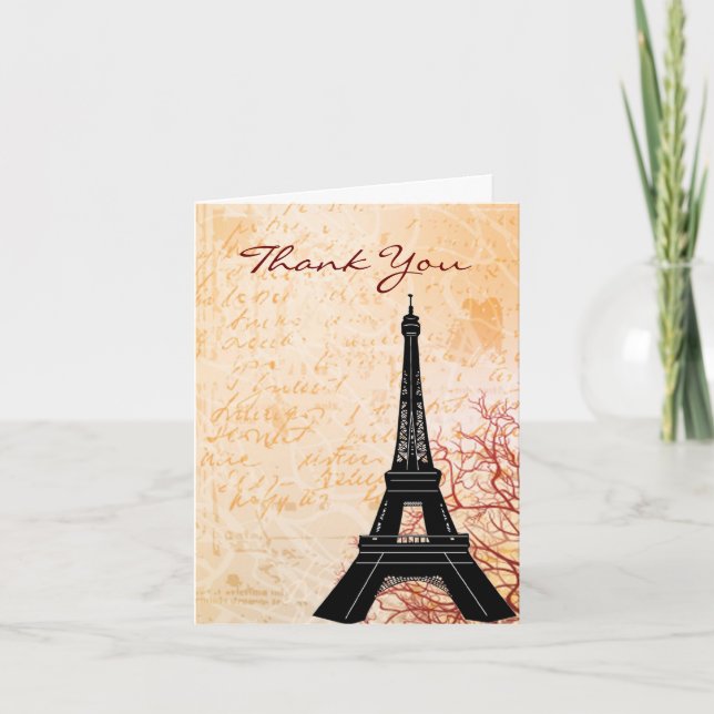 Tarjeta De Agradecimiento El melocotón de la torre Eiffel le agradece (Anverso)