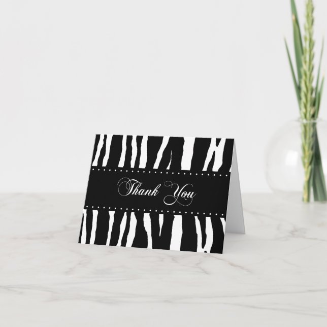 Tarjeta De Agradecimiento El modelo del estampado de zebra le agradece (Anverso)