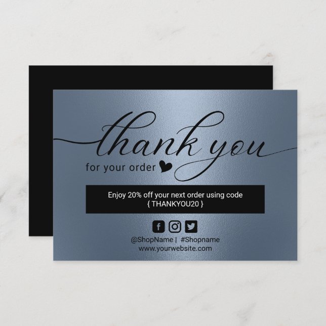 Tarjeta De Agradecimiento El moderno y agitado orden azul gracias (Anverso / Reverso)