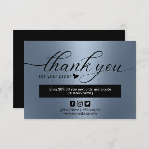 Tarjeta De Agradecimiento El moderno y agitado orden azul gracias