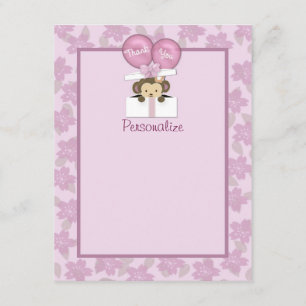Tarjeta De Agradecimiento El mono Baby Shower FLAT#2 le agradece ORQUÍDEA
