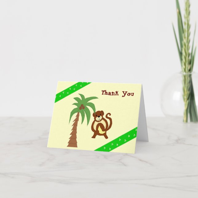 Tarjeta De Agradecimiento El mono divertido le agradece (Anverso)