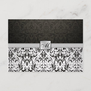 Tarjeta De Agradecimiento El monograma elegante del damasco le agradece