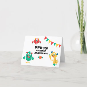 Tarjeta De Agradecimiento El monstruo lindo del feliz cumpleaños le agradece