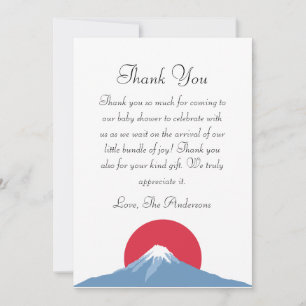 Tarjeta De Agradecimiento El Monte Fuji Y El Baby Shower Del Sol