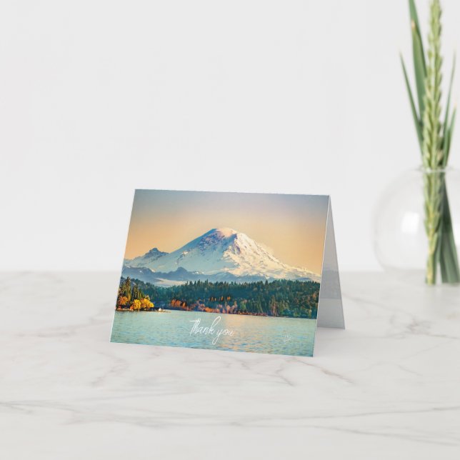 Tarjeta De Agradecimiento El Monte Rainier Lake Washington en toda ocasión e (Anverso)