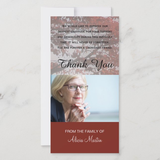 Tarjeta De Agradecimiento El monumento de la condolencia de la foto le (Anverso)