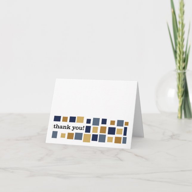 Tarjeta De Agradecimiento El mosaico le agradece -- Azules marinos y oro (Anverso)