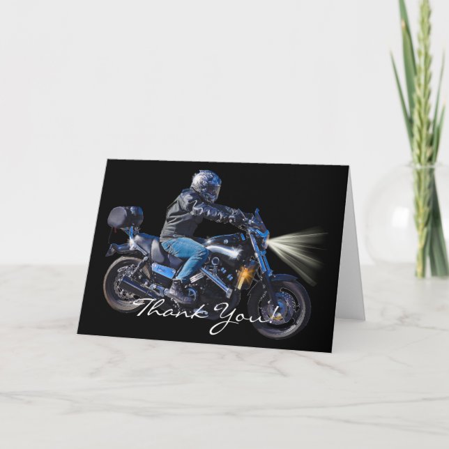 Tarjeta De Agradecimiento El motorista de la noche de la moto le agradece (Anverso)