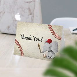 Tarjeta De Agradecimiento El muchacho Baby Shower del béisbol del elefante