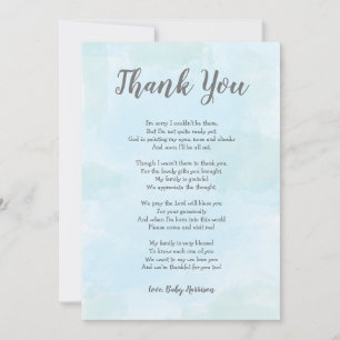 Tarjeta De Agradecimiento El muchacho Baby Shower le agradece observar con
