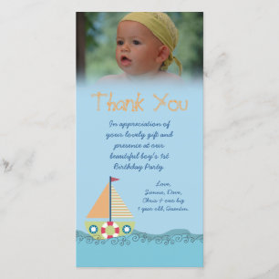 Tarjeta De Agradecimiento El muchacho de marinero le agradece por el regalo