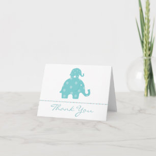 Tarjeta De Agradecimiento El muchacho del elefante de la mamá y del bebé
