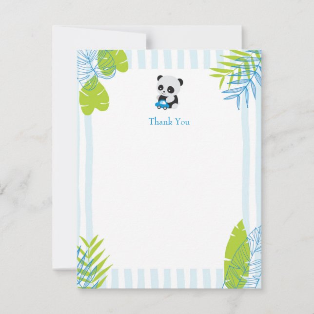 Tarjeta De Agradecimiento El muchacho lindo Baby Shower de la panda le (Anverso)