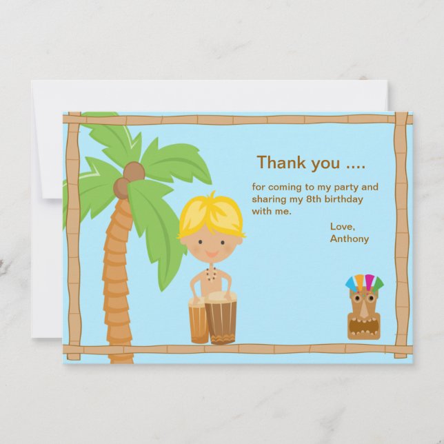 Tarjeta De Agradecimiento El muchacho lindo de Luau le agradece cardar (Anverso)