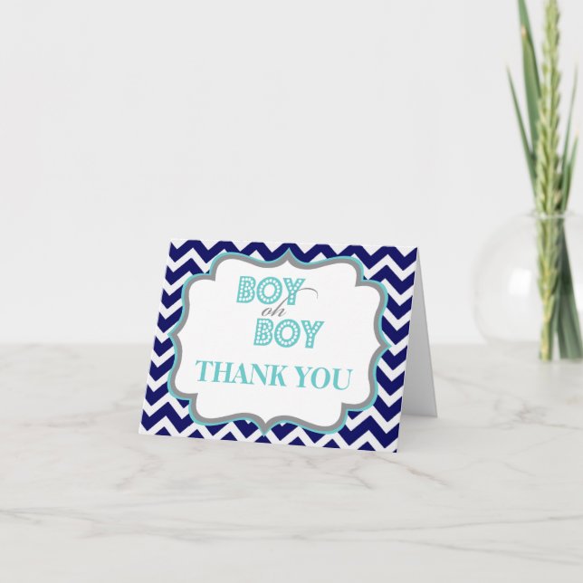 Tarjeta De Agradecimiento El muchacho oh Baby Shower le agradece cardar (Anverso)